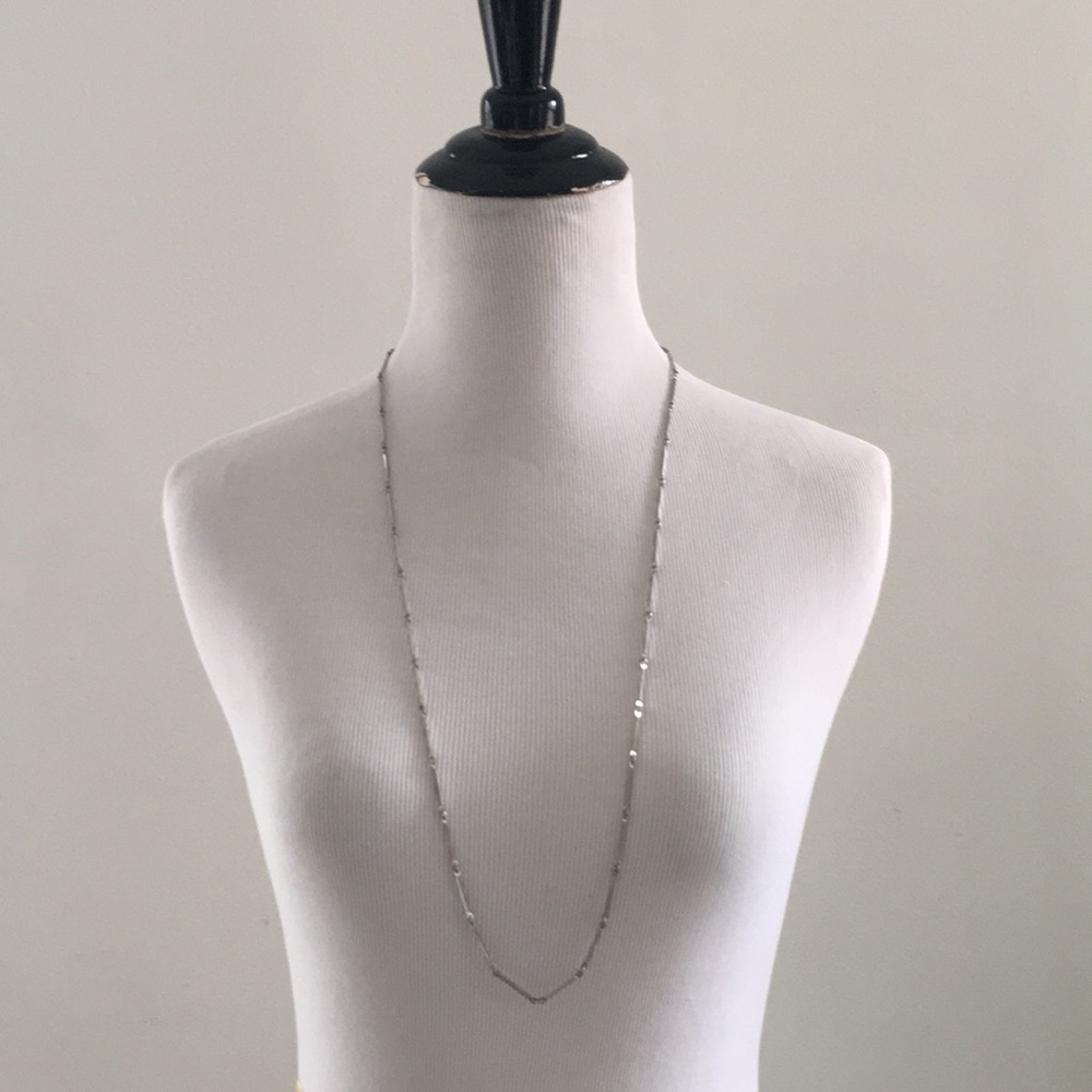 Italian design silver long block chain necklace